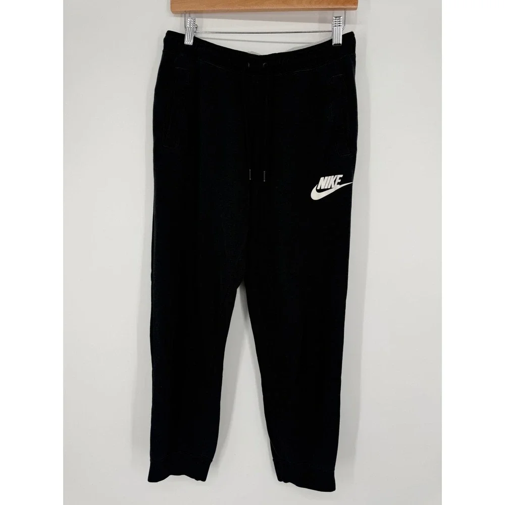 Nike Womens Rally Pants‎ Loose Joggers Black Sweatpants Size M Flip Waistband
